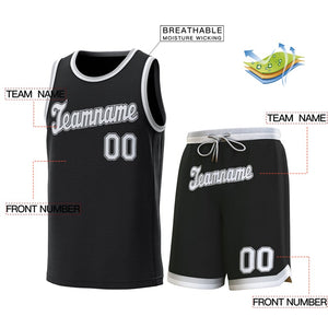 Custom Black Gray White Classic Sets Basketball Jersey