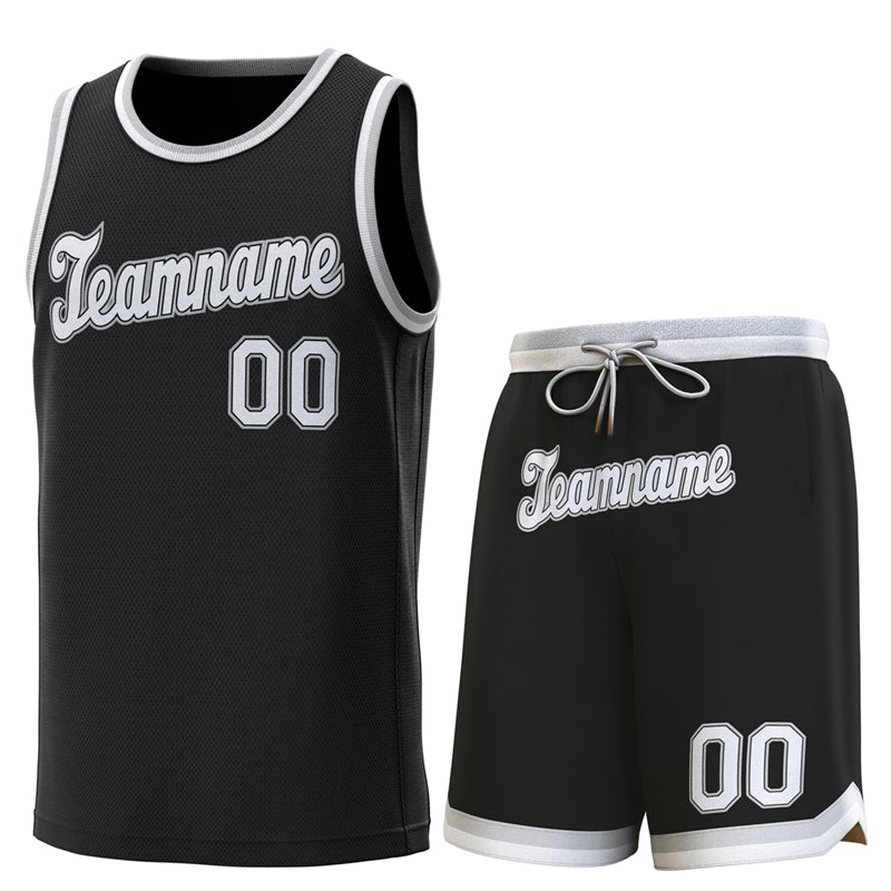 Custom Black Gray White Classic Sets Basketball Jersey