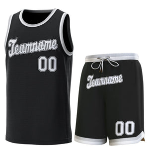 Custom Black Gray White Classic Sets Basketball Jersey