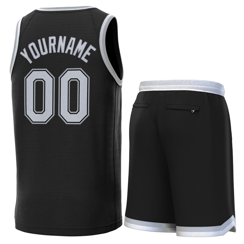 Custom Black Gray White Classic Sets Basketball Jersey