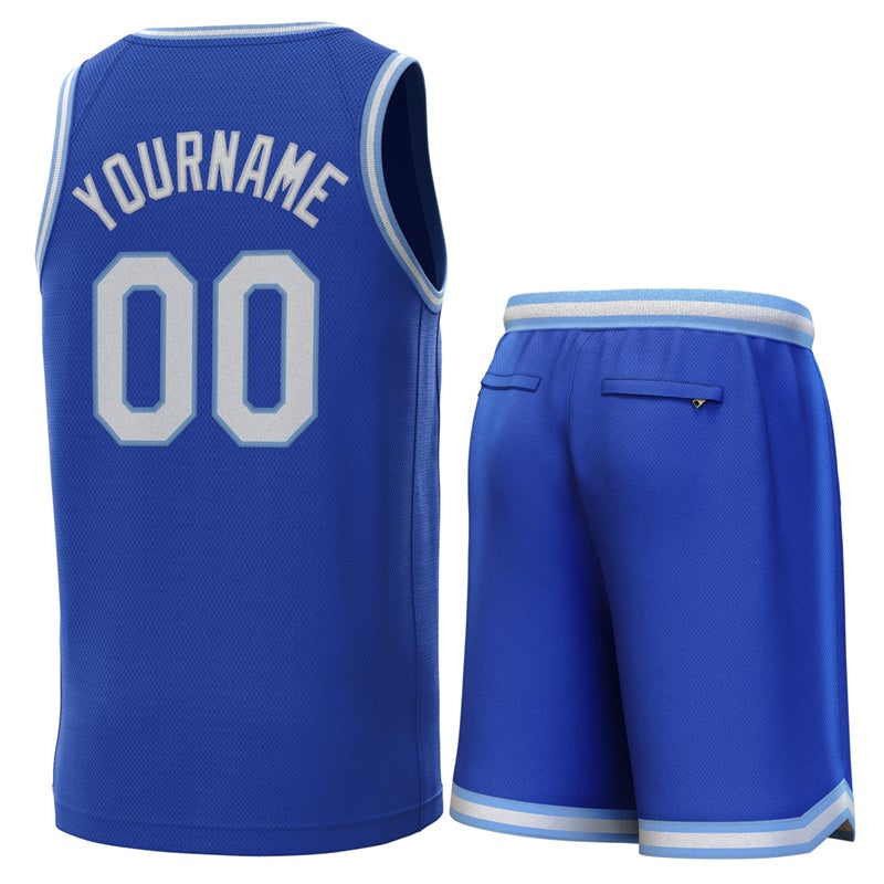 Custom Royal Light Blue-White Classic Sets Basketball Jersey