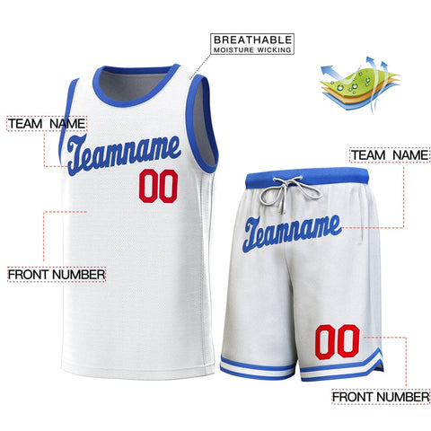 Custom White Red-Royal Classic Sets Basketball Jersey