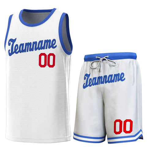 Custom White Red-Royal Classic Sets Basketball Jersey