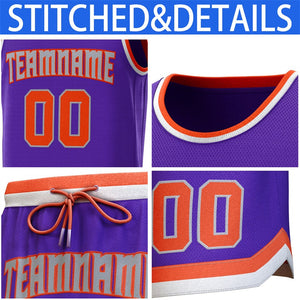 Maillot de basket-ball personnalisé violet orange-blanc, ensembles classiques