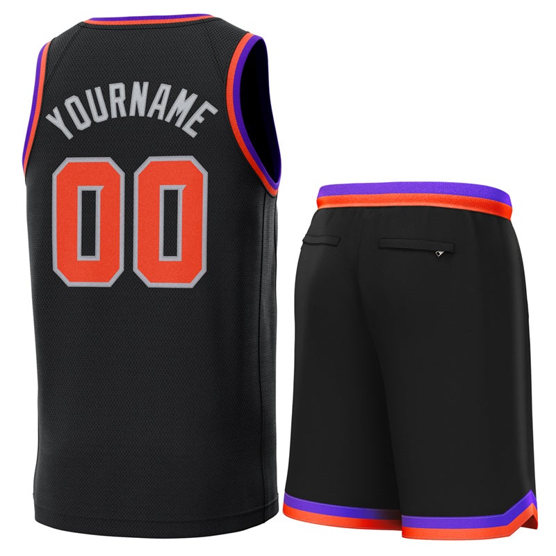 Custom Black Purple-Orange Classic Sets Basketball Jersey