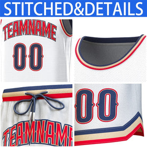 Custom White Navy-Gold Classic Sets Basketball Jersey