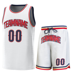 Custom White Navy-Gold Classic Sets Basketball Jersey