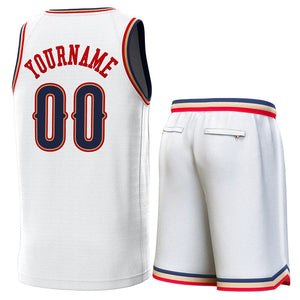 Custom White Navy-Gold Classic Sets Basketball Jersey