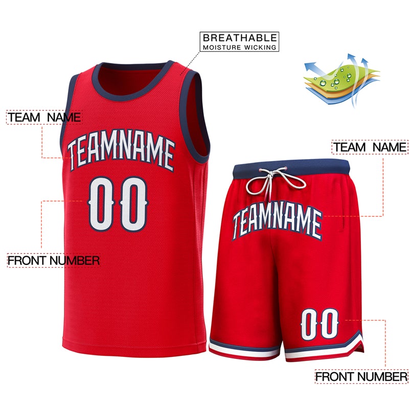 Custom Red Navy Classic Sets Basketball Jersey