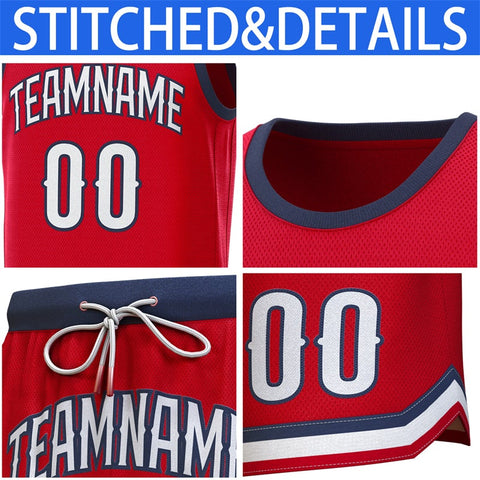 Custom Red Navy Classic Sets Basketball Jersey