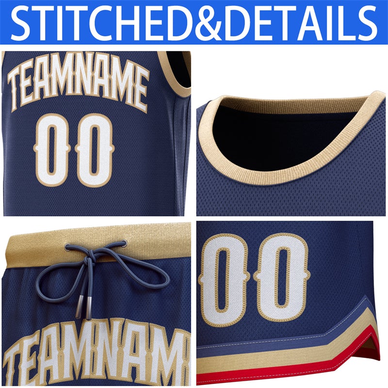 Custom Navy Gold Classic Sets Basketball Jersey