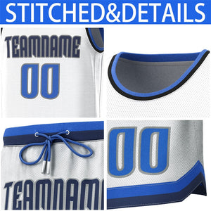 Maillot de basket-ball personnalisé blanc Lt bleu marine, ensembles classiques