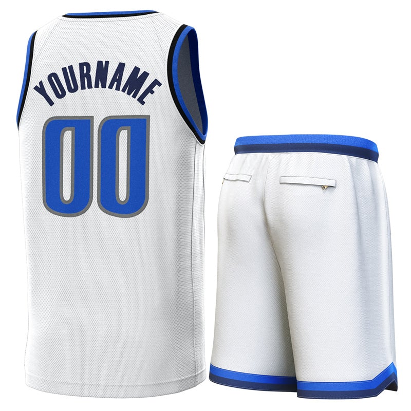 Custom White Lt Blue-Navy Classic Sets Basketball Jersey