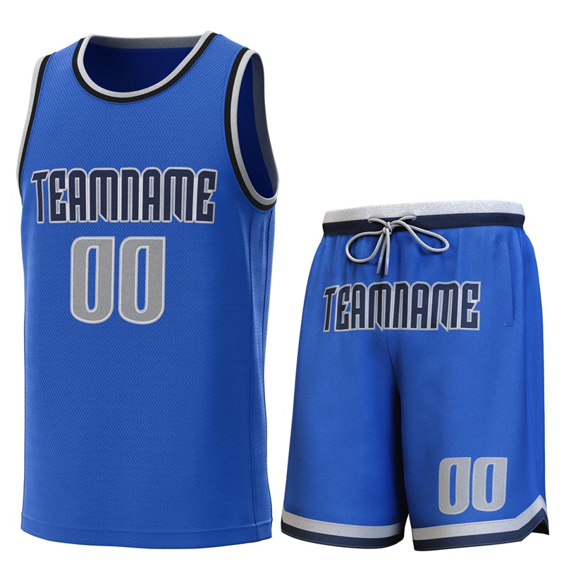 Custom Light Blue Gray-Navy Classic Sets Basketball Jersey