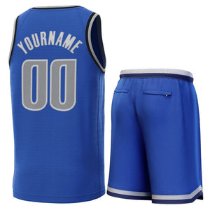 Maillot de basket-ball personnalisé bleu clair gris-marine, ensembles classiques