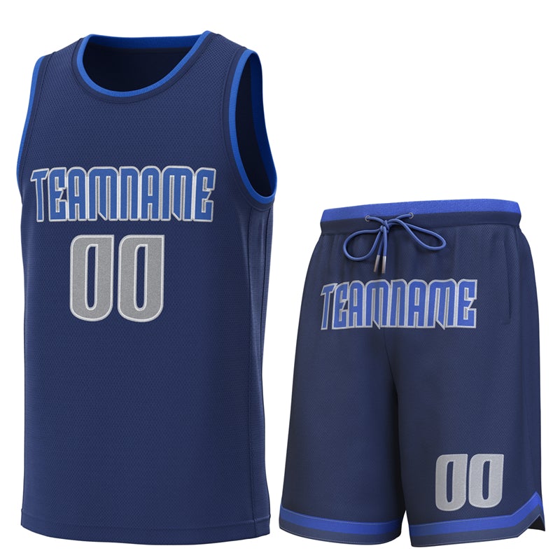 Custom Navy Lt Blue-Navy Classic Sets Basketball Jersey