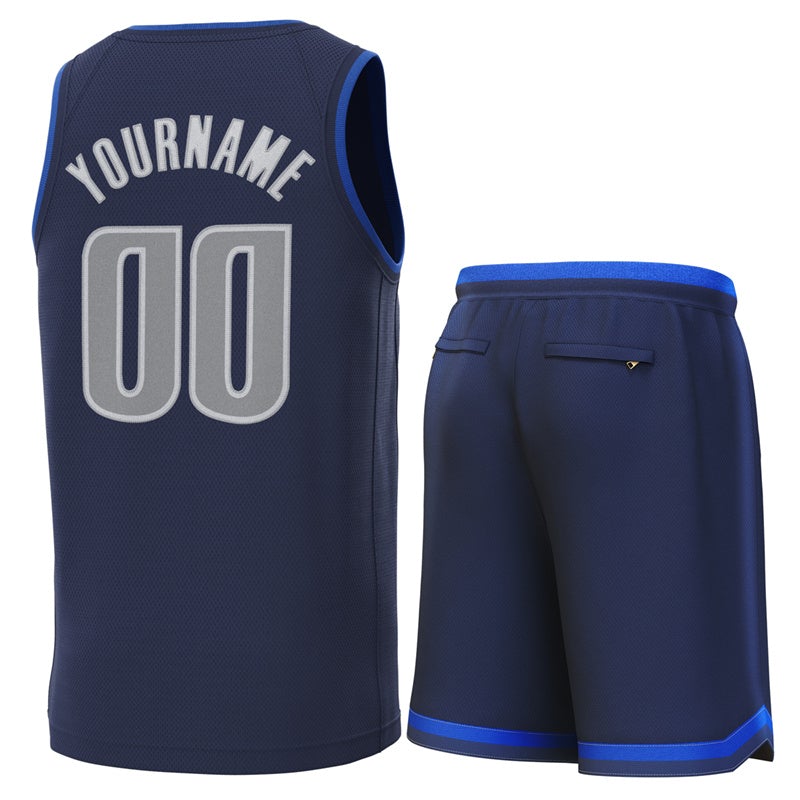 Custom Navy Lt Blue-Navy Classic Sets Basketball Jersey