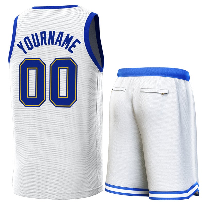 Custom White Royal Classic Sets Basketball Jersey