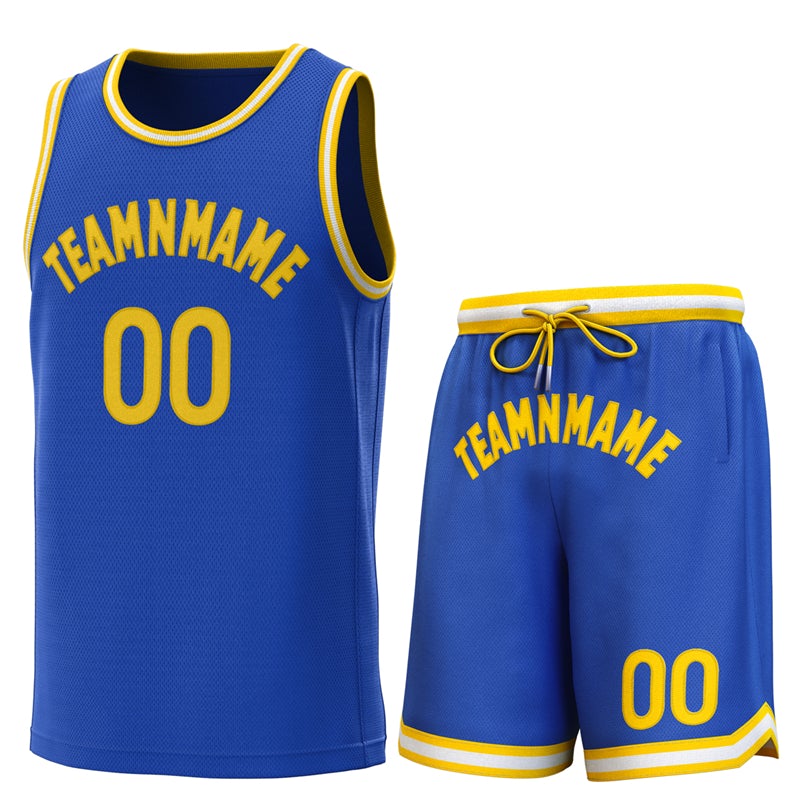 Maillot de basket-ball personnalisé Royal jaune-jaune, ensembles classiques