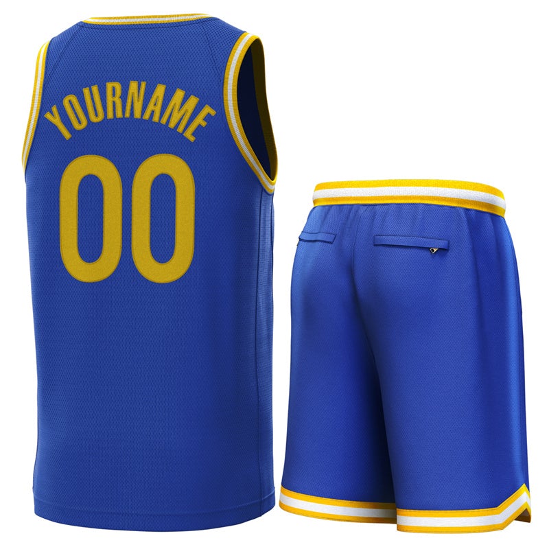 Maillot de basket-ball personnalisé Royal jaune-jaune, ensembles classiques