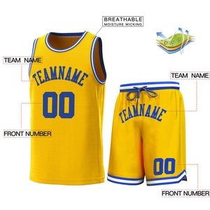 Maillot de basket-ball classique jaune Royal-blanc personnalisé