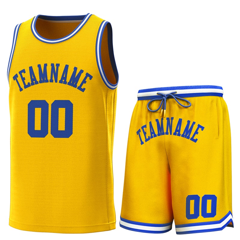 Maillot de basket-ball classique jaune Royal-blanc personnalisé