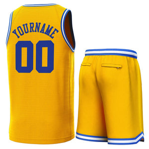 Maillot de basket-ball classique jaune Royal-blanc personnalisé