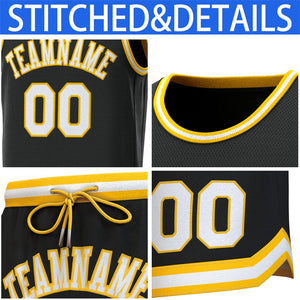 Custom Black Yellow-White Classic Sets Basketball Jersey