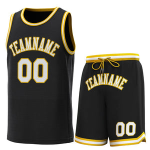 Custom Black Yellow-White Classic Sets Basketball Jersey