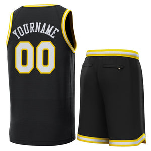 Custom Black Yellow-White Classic Sets Basketball Jersey