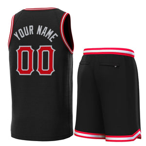 Maillot de basket-ball personnalisé noir rouge-blanc-classique