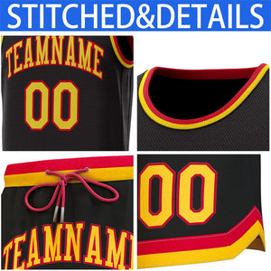 Custom Black Red-Yellow Classic Sets Basketball Jersey