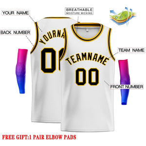 Custom White Black-Yellow Classic Tops Men Casual Basketball Jersey