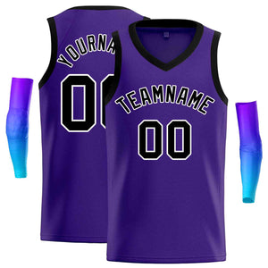 Maillot de basket-ball décontracté pour hommes, haut classique violet noir-blanc personnalisé