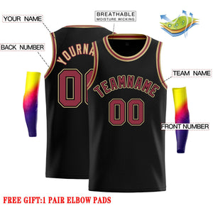 Custom Black Red-Old Gold Classic Tops Casual Basketball Jersey