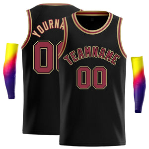 Custom Black Red-Old Gold Classic Tops Casual Basketball Jersey