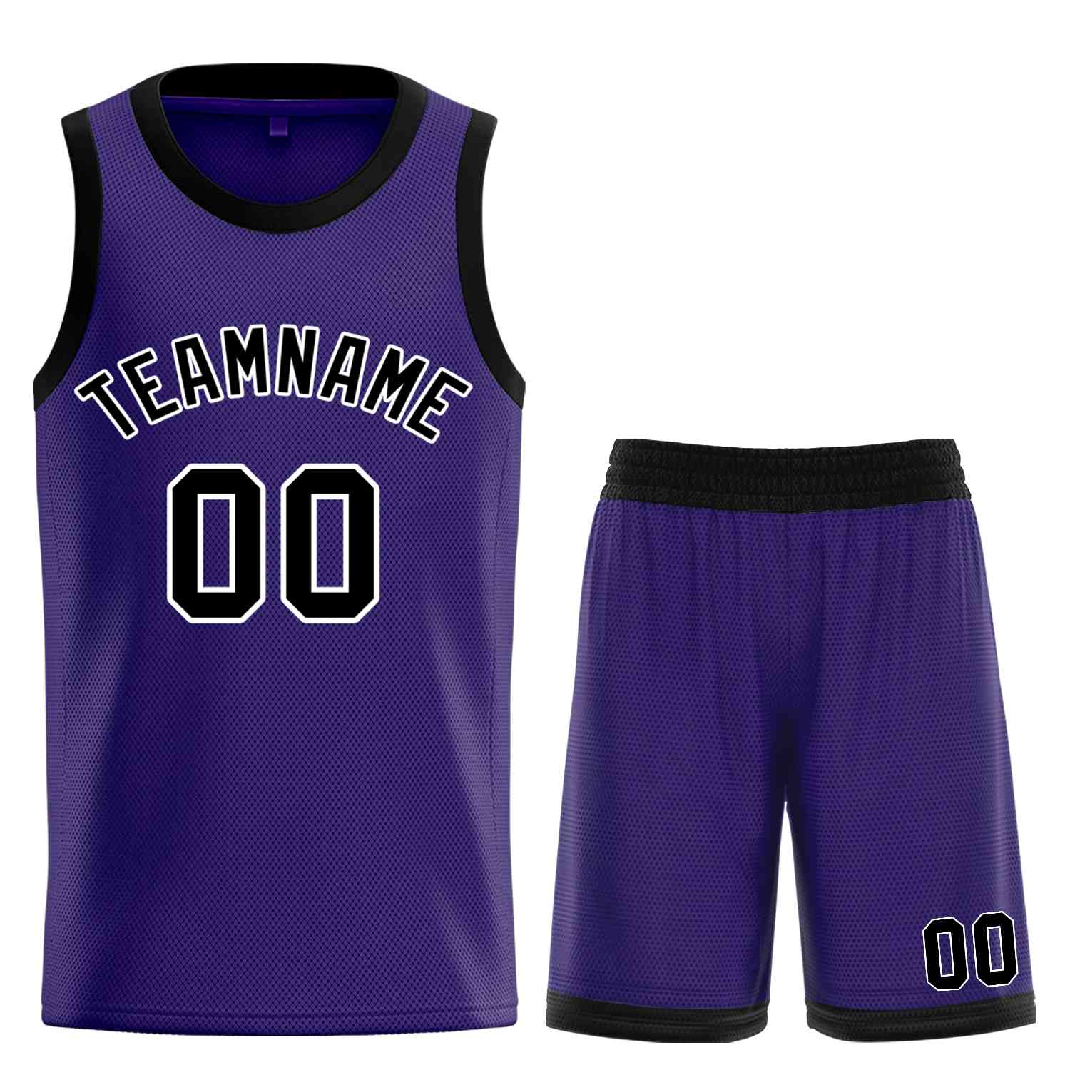 Custom Purple Black-White Bull Classic Sets Curved Basketball Jersey