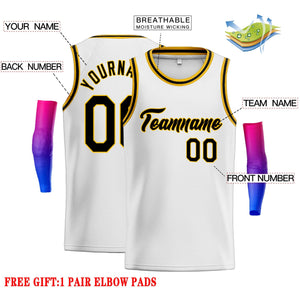 Custom White Black-Yellow Classic Tops Men Casual Basketball Jersey