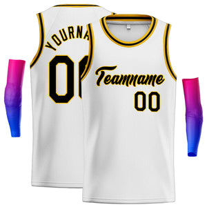 Custom White Black-Yellow Classic Tops Men Casual Basketball Jersey