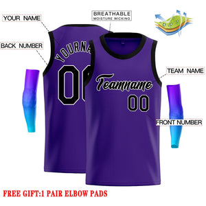 Custom Purple Black-White Classic Tops Casual Basketball Jersey