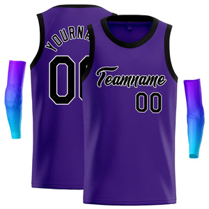 Custom Purple Black-White Classic Tops Casual Basketball Jersey