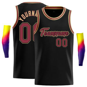 Custom Black Red-Old Gold Classic Tops Casual Basketball Jersey