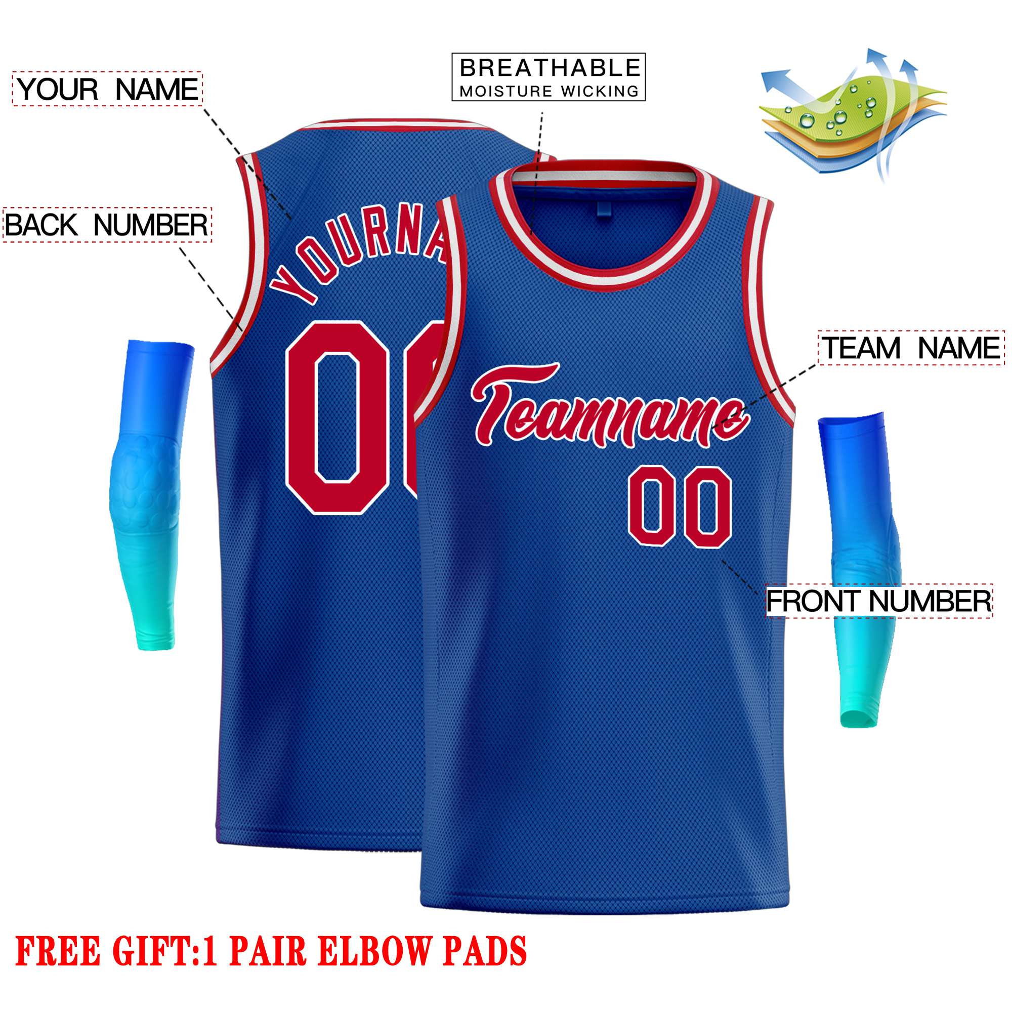 Custom Royal Red-White Classic Tops Casual Basketball Jersey