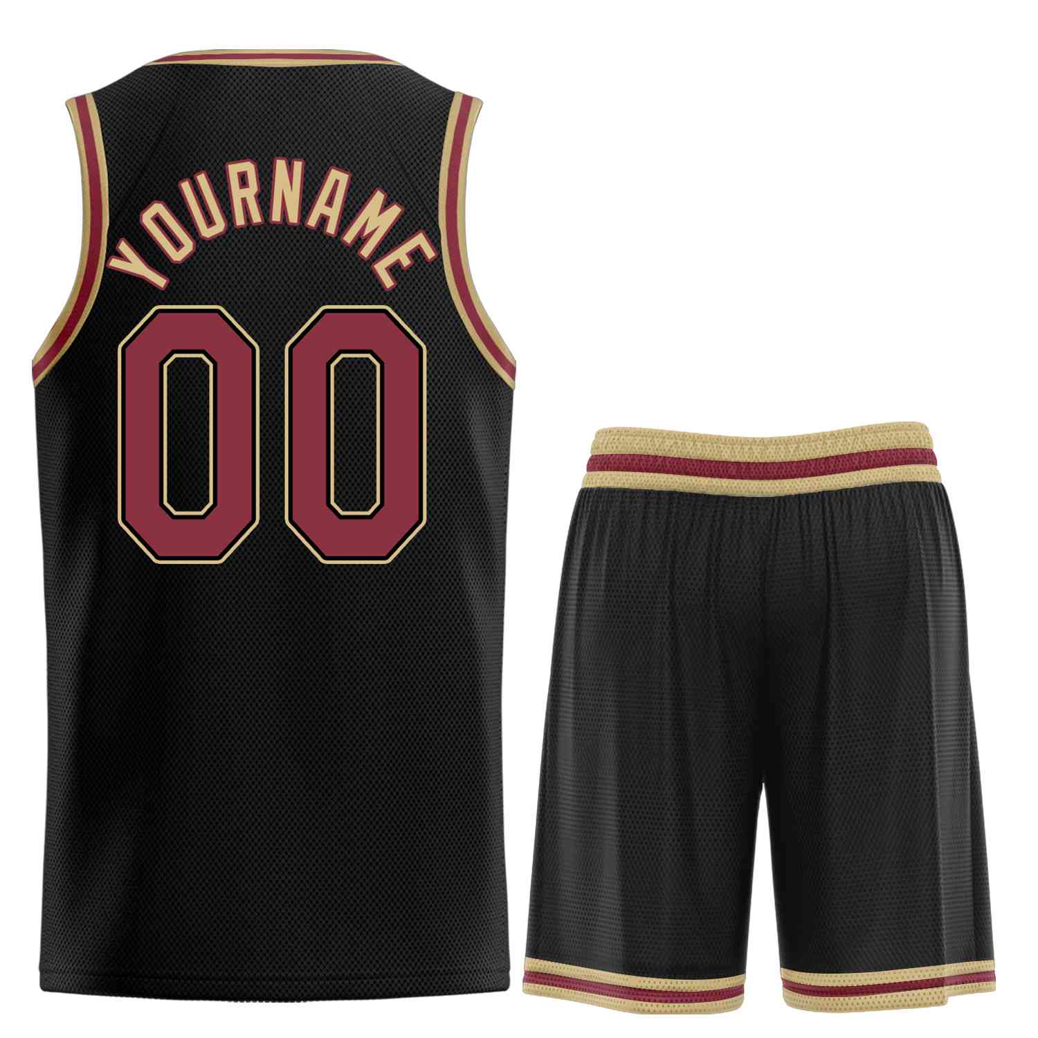 Uniforme de sport personnalisé noir marron-vieil or, ensembles classiques, maillot de basket-ball