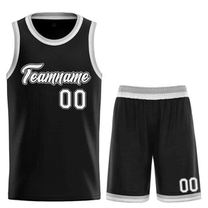 Uniforme de sport personnalisé noir blanc-gris, ensembles classiques de basket-ball, maillot de basket-ball