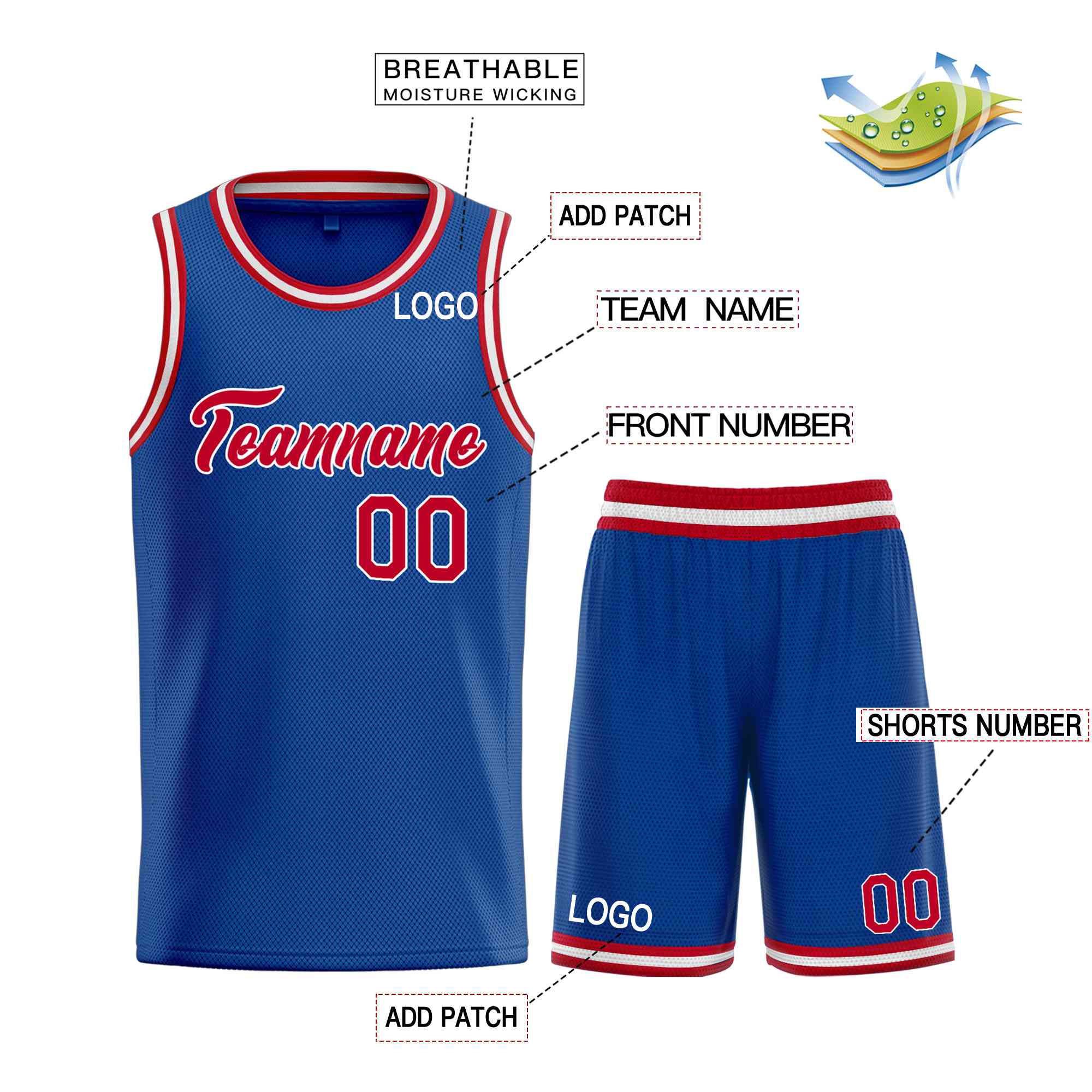 Custom Royal Red-White Heal Sports Uniform Classic Sets Basketball Jersey