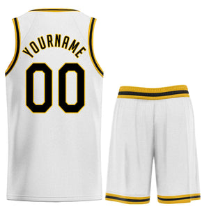 Custom White Black-Yellow Classic Sets Sports Uniform Basketball Jersey