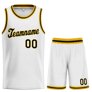 Custom White Black-Yellow Classic Sets Sports Uniform Basketball Jersey