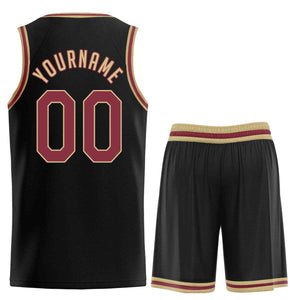 Custom Black Maroon-Old Gold Classic Sets Sports Uniform Basketball Jersey