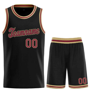 Custom Black Maroon-Old Gold Classic Sets Sports Uniform Basketball Jersey